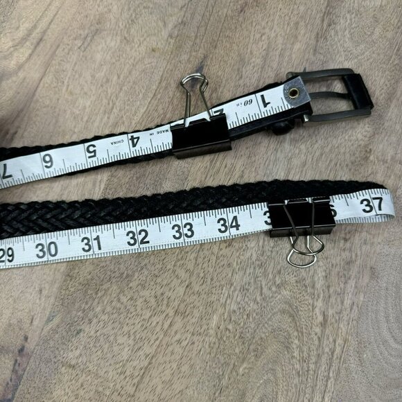 Dockers Mens Black Braided Leather Belt 1126 Silver Buckle Size M - Picture 2 of 5